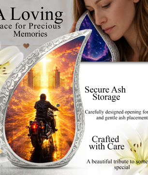 Motorcycle Heaven Urn for Dad – Motorcycle Cremation Urn for Human Ashes, Adult Male Memorial Keepsake