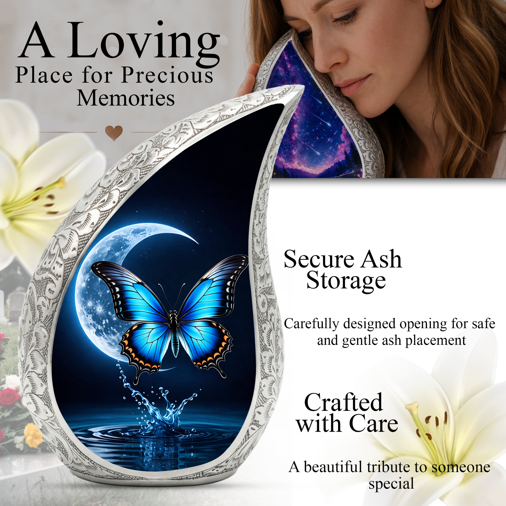 Butterfly Adult Urn for Human Ashes – Premium Butterfly Cremation Urn