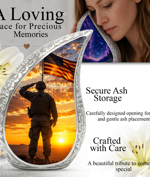 Soldier Urn for Dad & Father | Military Cremation Urn for Adult Male, Son & Men | Personalized Soldier Memorial Urn