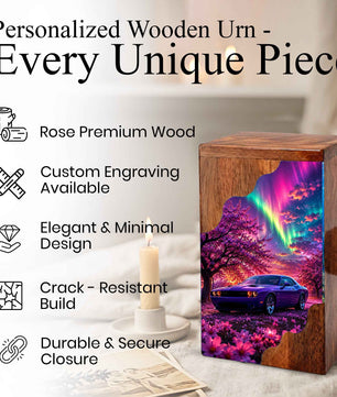 Car Wooden Cremation Urn – Wooden Urn for Human Ashes