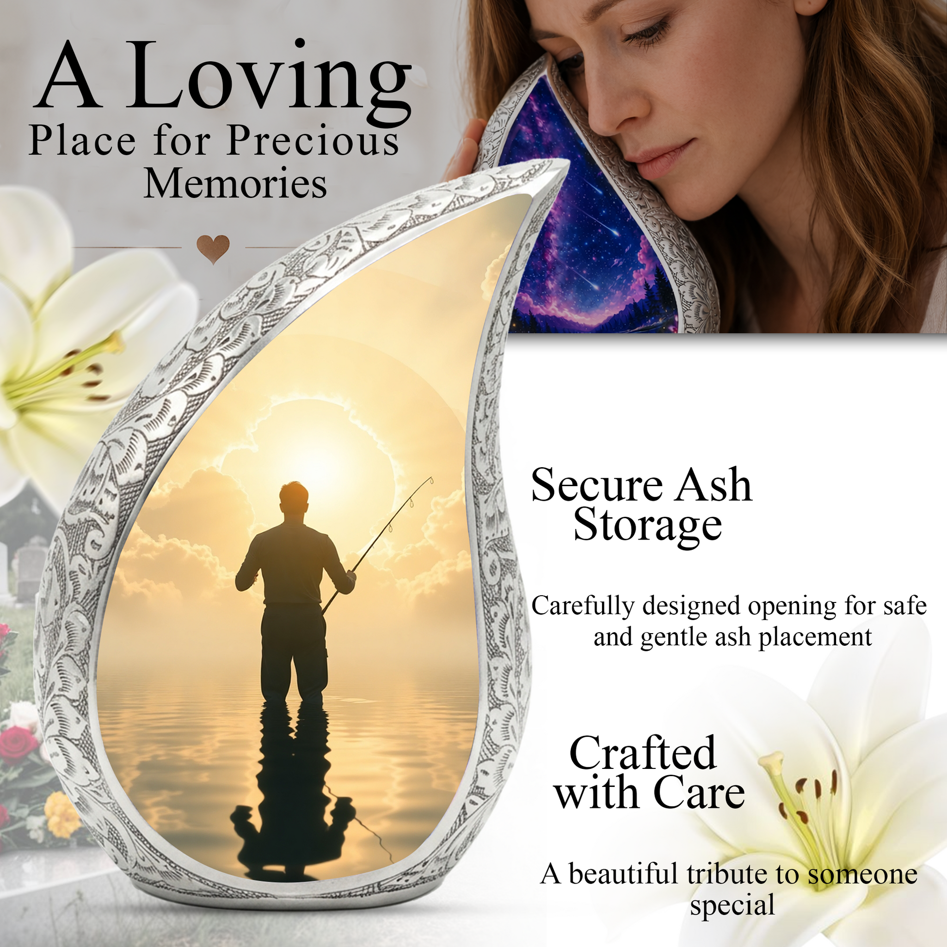 Fishing Gone Fishing Urn for Dad, Fishing Urns for Human Ashes