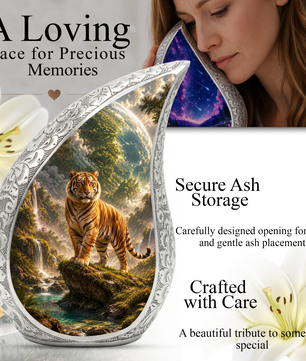 Tiger Urn for Human Ashes | Powerful Tiger Adult Cremation Urn | Wildlife Memorial Urn for Adult Ashes