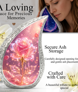 Pink Rose Urn for Mom | Beautiful Urns for Women | Cremation Urn for Mom