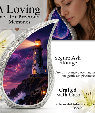 Lighthouse Storm Urn for Human Ashes | Adult Cremation Urn for Men & Women