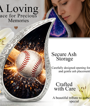Baseball Memorial Urn for Dad | Personalized Adult Cremation Urn
