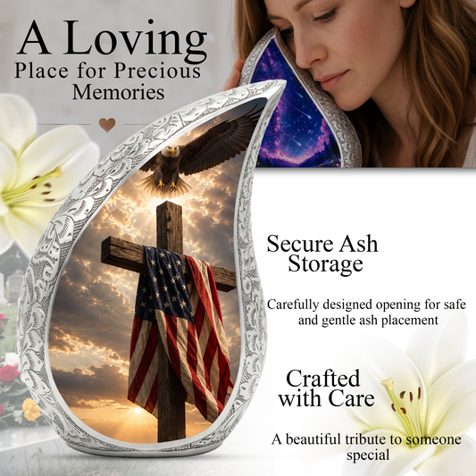 Cross Urn for Human Ashes | Christian Adult Cremation Urn for Men & Women
