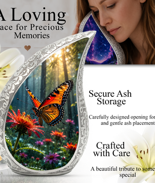 Butterfly Urn for Human Ashes | Adult Cremation Urn with Butterfly Design