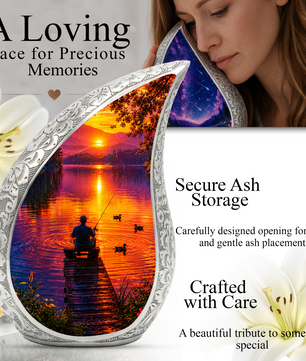Fishing Cremation Urn for Dad – Gone Fishing Memorial Urn for Human Ashes, Personalized Fishing Urn