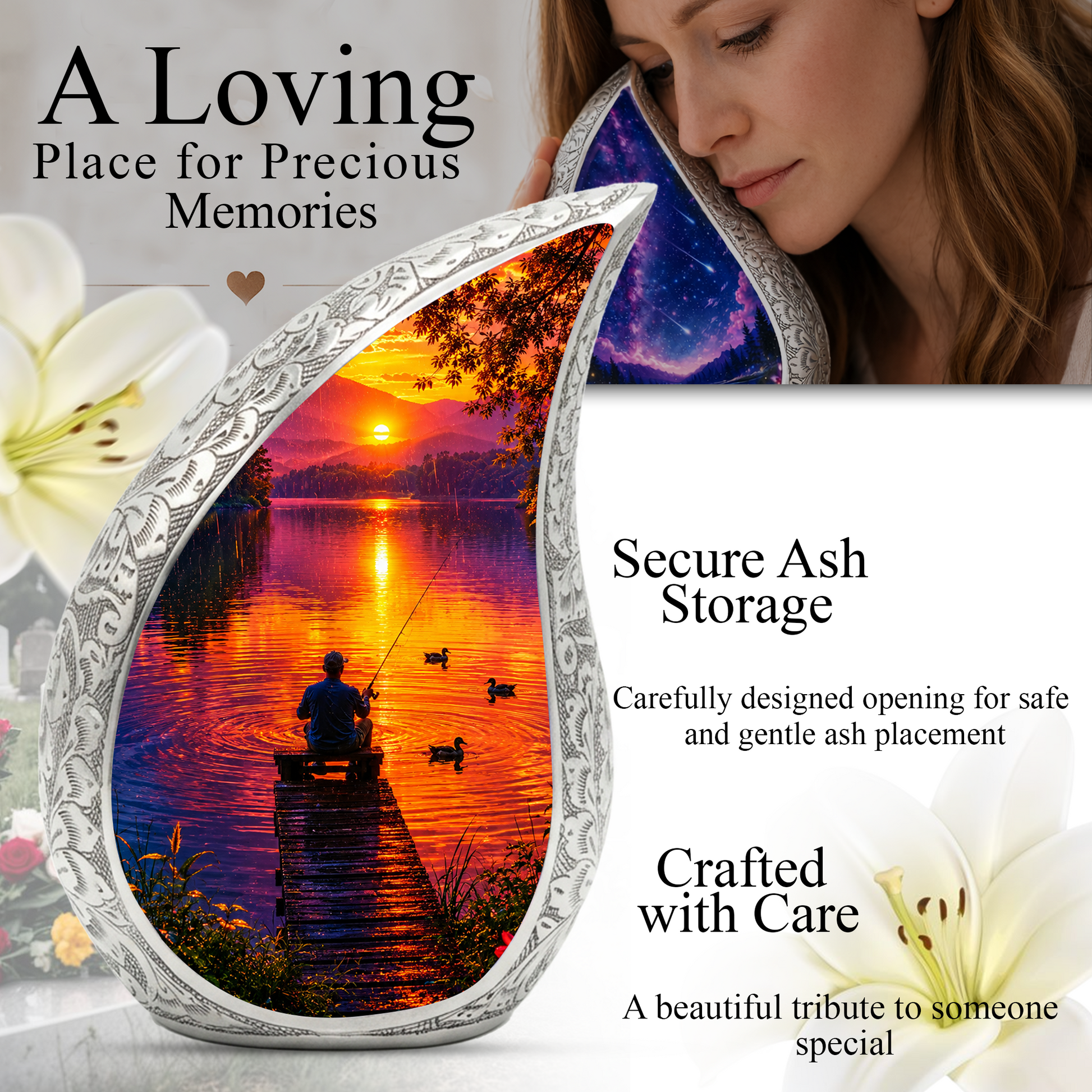 Fishing Cremation Urn for Dad – Gone Fishing Memorial Urn for Human Ashes, Personalized Fishing Urn