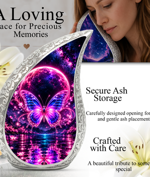 Butterfly Urn for Ashes, Pink Purple Butterfly Cremation Urn