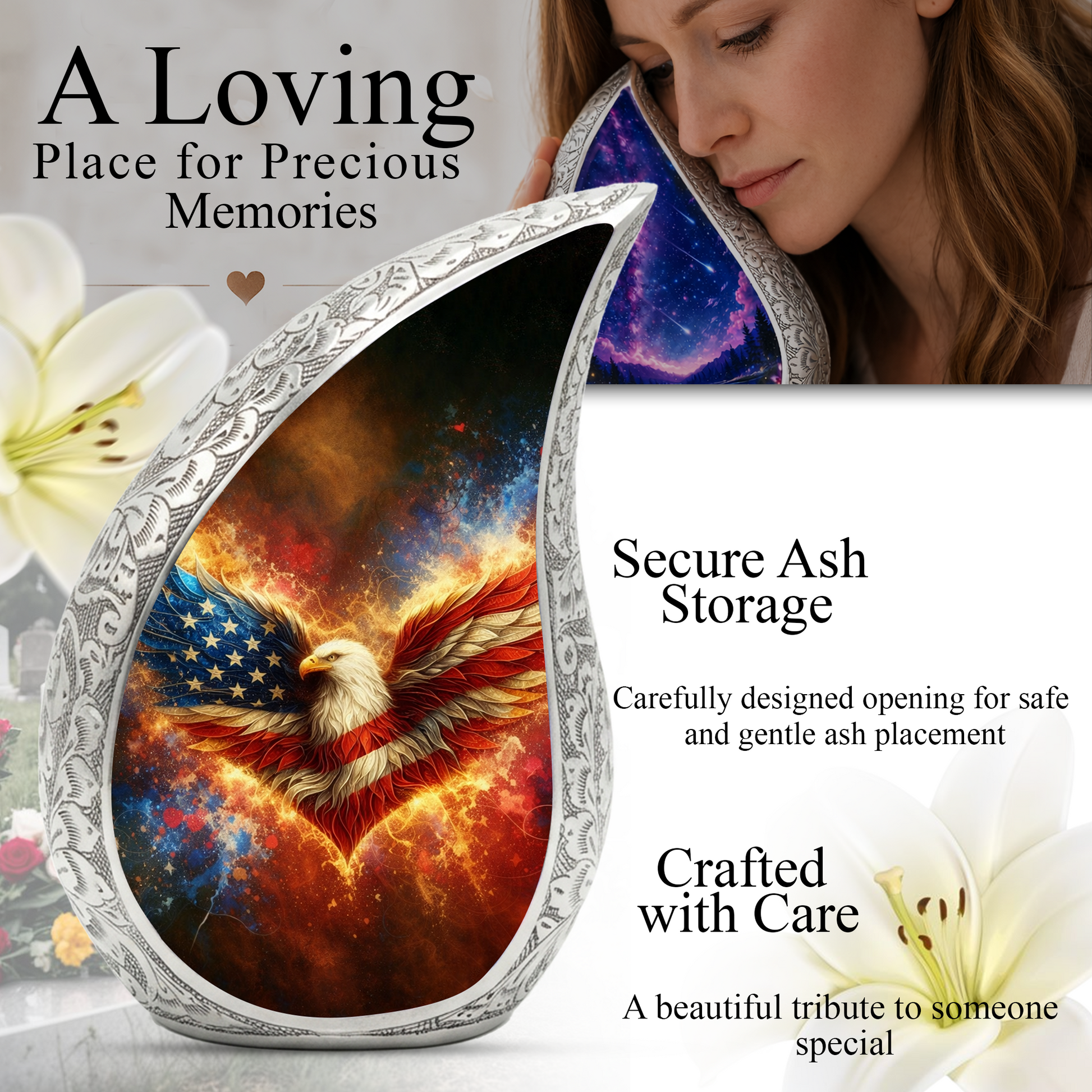 Patriotic Eagle Adult Urn for Human Ashes