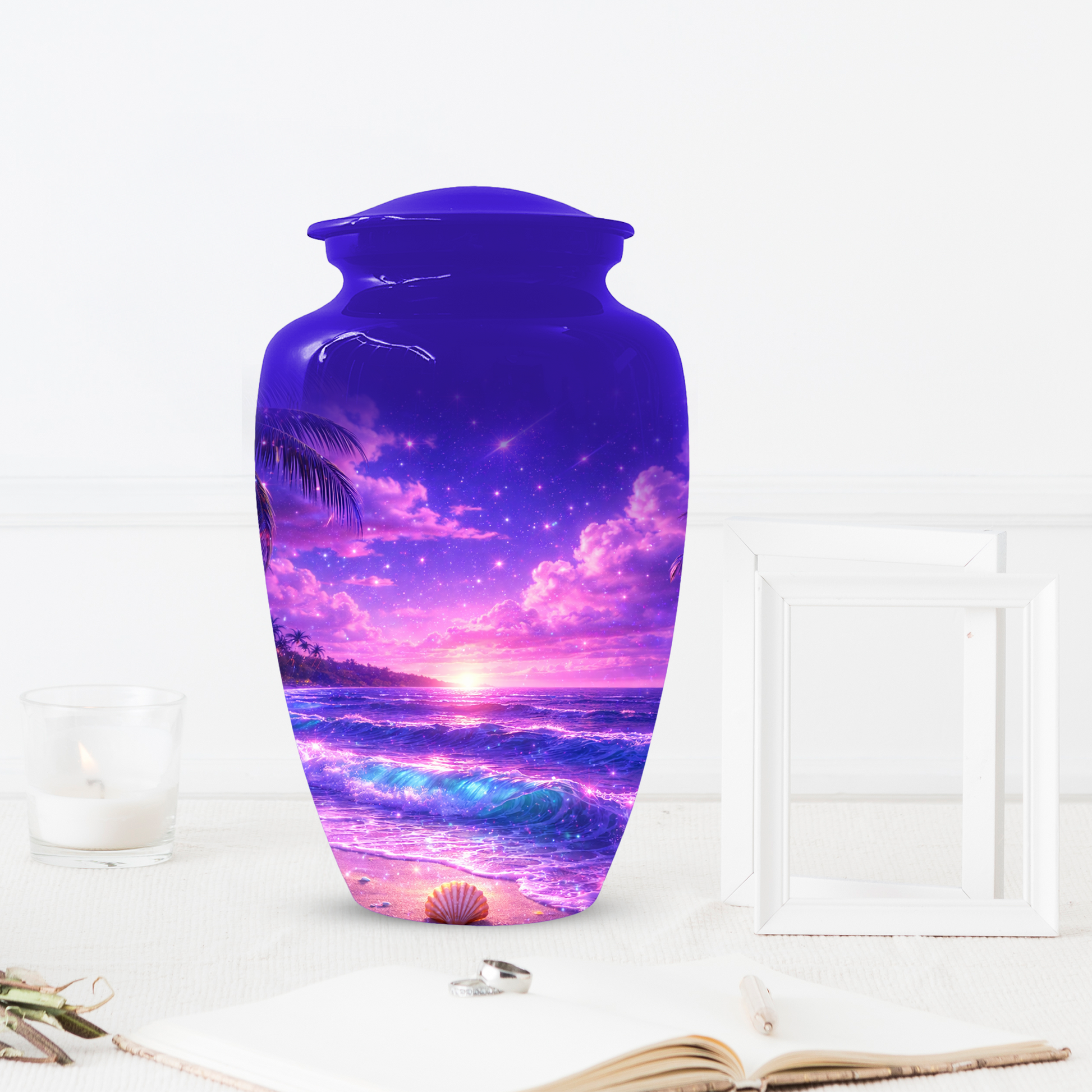 Personalized Beach Cremation Urn for Ashes | Ocean Wave Memorial Urn