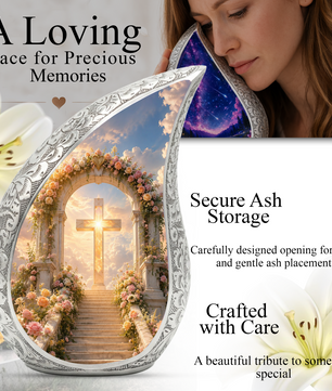 Heaven Cross Urn for Adult Ashes | Elegant Adult Cremation Urn for Human Ashes Memorial