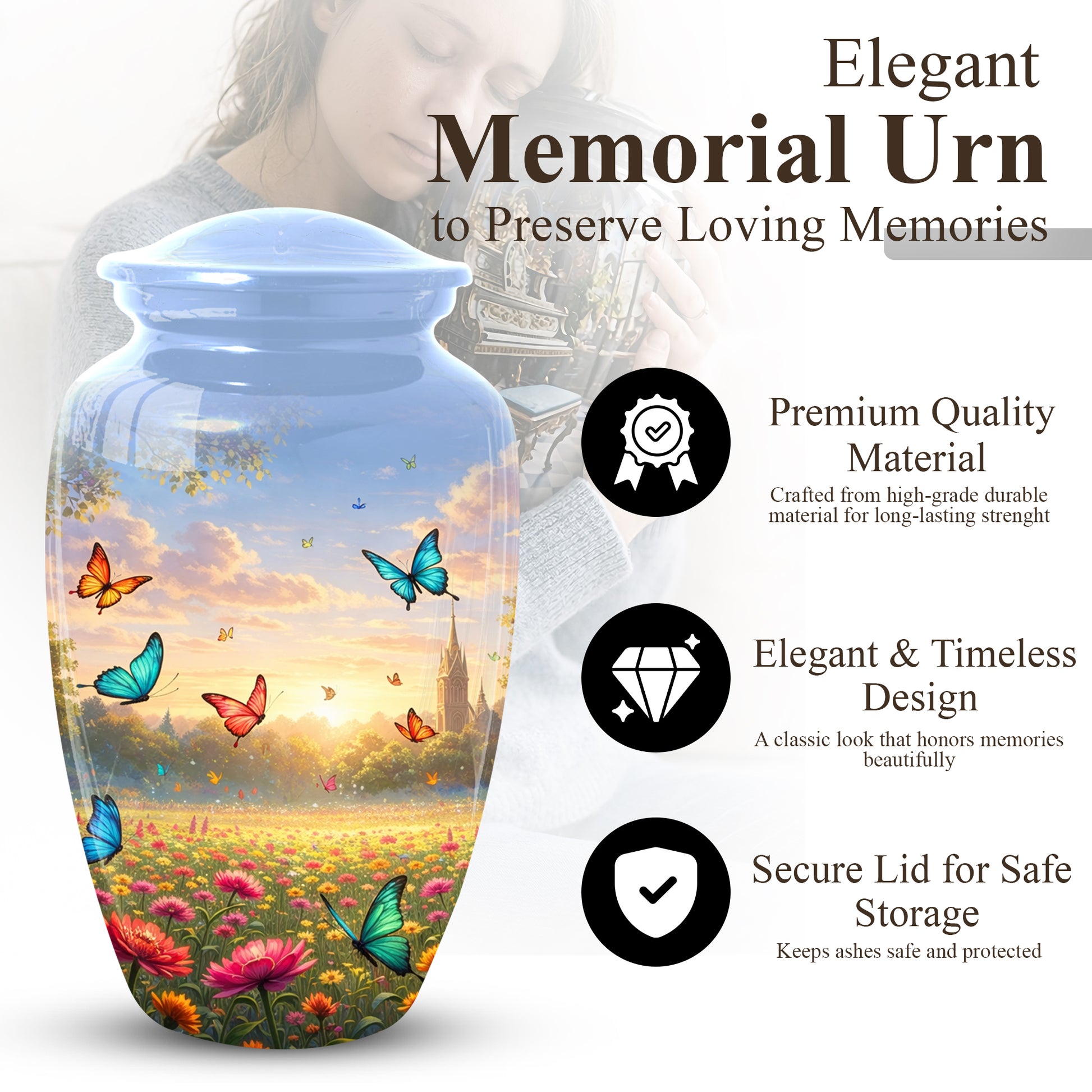 Butterfly Urn for Mom – Beautiful Urns for Women | Butterfly  Large Urns for Human Ashes