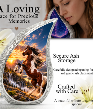 Horse Cremation Urn for Ashes, Rearing Horse Memorial Urn, Personalized Adult Urn