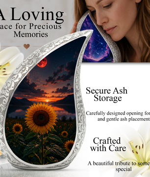 Sunflower Urn for Human Ashes | Beautiful Floral Cremation Urn for Mom & Women