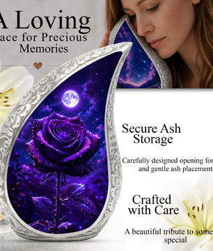 Purple Rose Urn for Human Ashes – Beautiful Memorial Urn for Mom