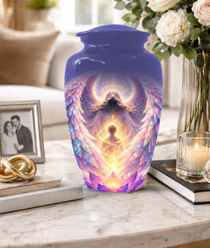 Guardian Angel Cremation Urn, Personalized Angel Memorial Urn for Human Ashes