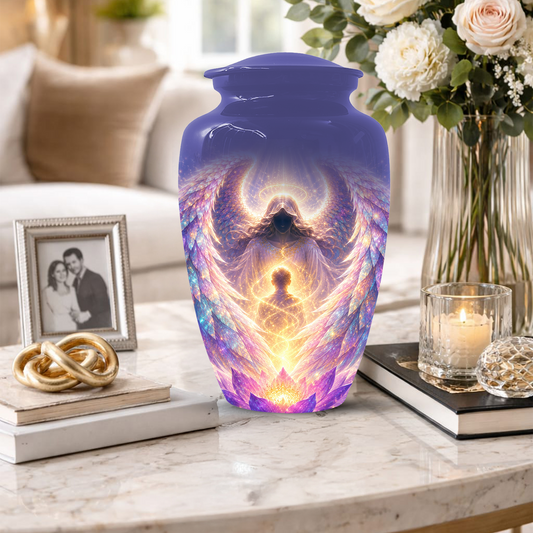 Guardian Angel Cremation Urn, Personalized Angel Memorial Urn for Human Ashes