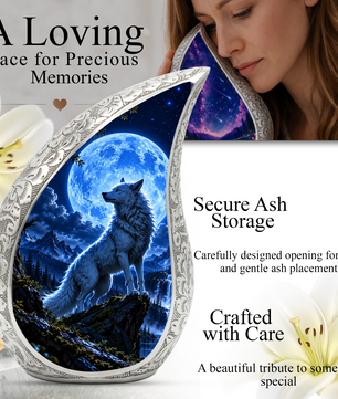 Wolf Cremation Urn for Ashes | Blue Moon Wolf Adult keepsake urn
