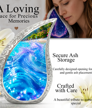 Ocean Wave Urn for Mom – Personalized Beach Cremation Urn for Women | Memorial Ocean Urn for Mother & Sister