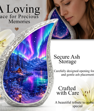 Aurora Borealis Cremation Urn for Mom & Women | Beautiful Keepsake Urn for Mom, Mother, Sister & Daughter