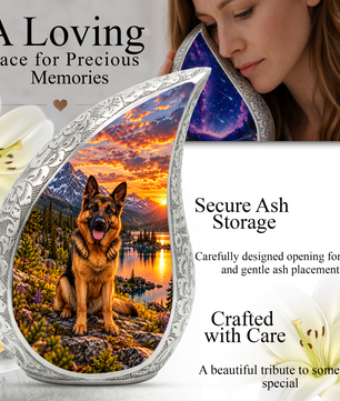 German Shepherd Cremation Urn for Ashes, Dog Memorial Urn, German Shepherd Adult Urn