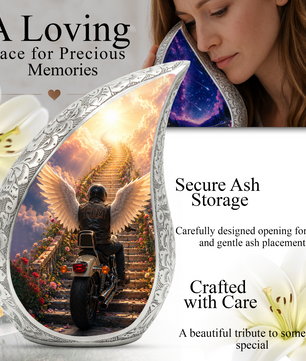 Motorcycle Memorial Urn for Ashes, Biker Cremation Keepsake Urn