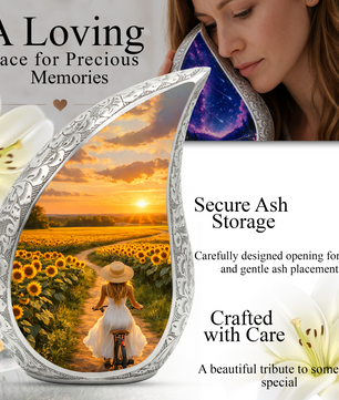 Sunflower Urn for Mom – Premium Sunflower Cremation Urn for Human Ashes