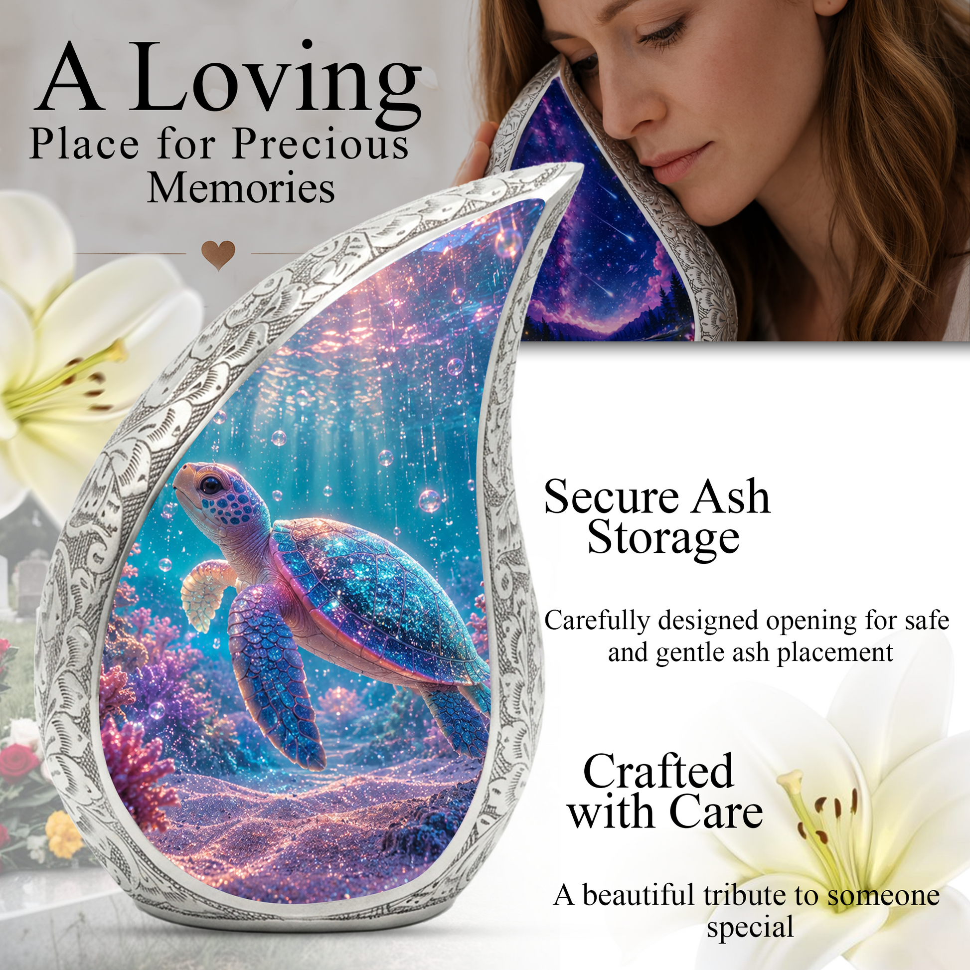 Sea Turtle Urn for Ashes,Coastal Memorial Keepsake
