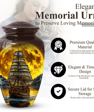 Memorial Urn for Dad, Sailing Ship Cremation  Large Urn for Ashes
