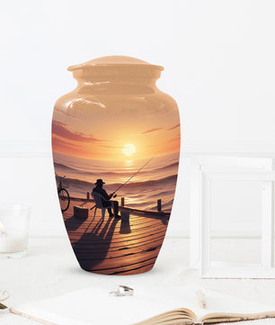 Beautiful Fishing Urn for Dad | Gone Fishing Cremation Urn for Adult & Male Ashes