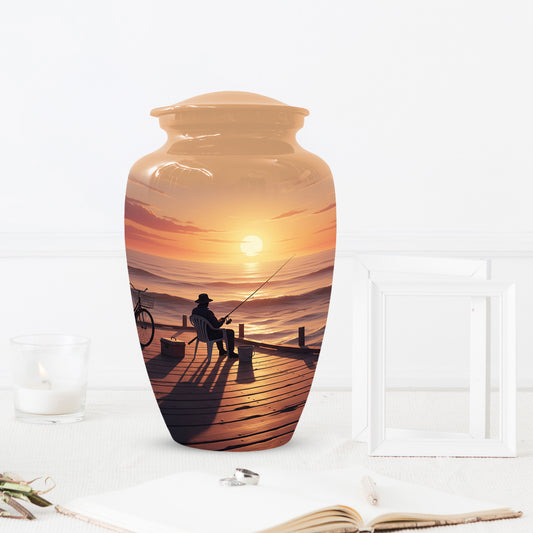 Beautiful Fishing Urn for Dad | Gone Fishing Cremation Urn for Adult & Male Ashes
