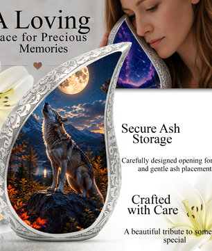 Growling Wolf Urn for Human Ashes | Wolf Adult Cremation Urn | Wolf Adult Urn for Ashes