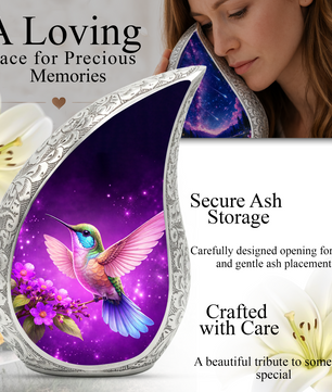Hummingbird Urn for Mom | Floral Memorial Urn | Adult Cremation Urn