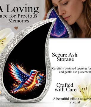 Patriotic Hummingbird Urn for Mom | Adult Cremation Urn for Ashes