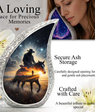 Cowboy Urn for Dad – Premium Western Cremation Urn for Human Ashes