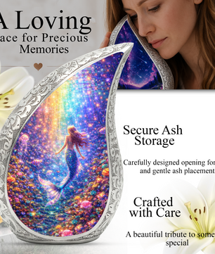 Mermaid Ocean Urn for Mom – Premium Mermaid Ocean Cremation Urn for Human Ashes