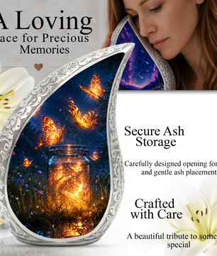 Butterfly Urn for Human Ashes |  Orange Butterfly Cremation Urn