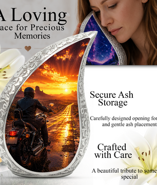 Motorcycle Urn for Dad Ashes | Motorcycle Cremation Urn for Men, Adult Male Memorial Urn