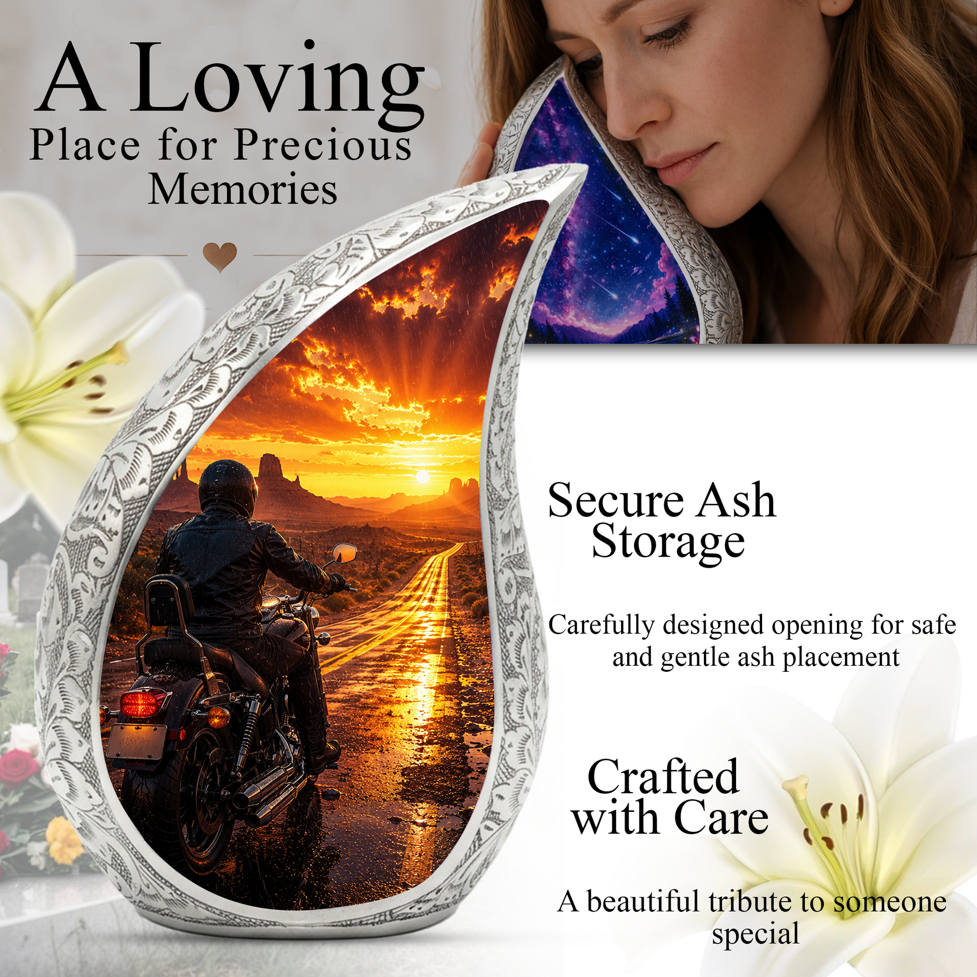 Motorcycle Urn for Dad Ashes | Motorcycle Cremation Urn for Men, Adult Male Memorial Urn