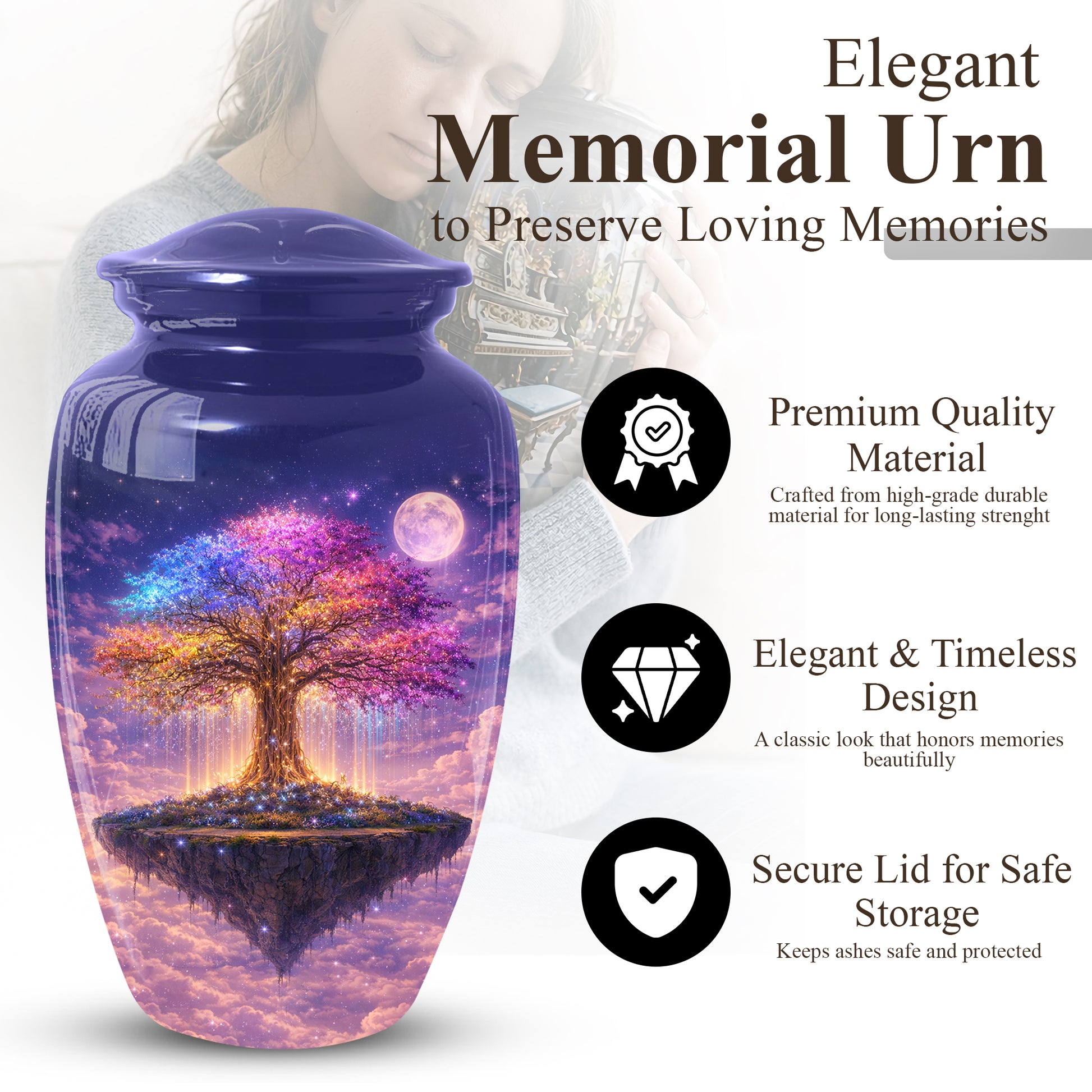 Tree of Life Urn - Adult Cremation Large Urn for Ashes|Floating Tree Memorial Urn