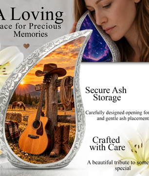Western Cowboy Cremation Urn for Ashes, Country Music Memorial Urn, Personalized Adult Urn