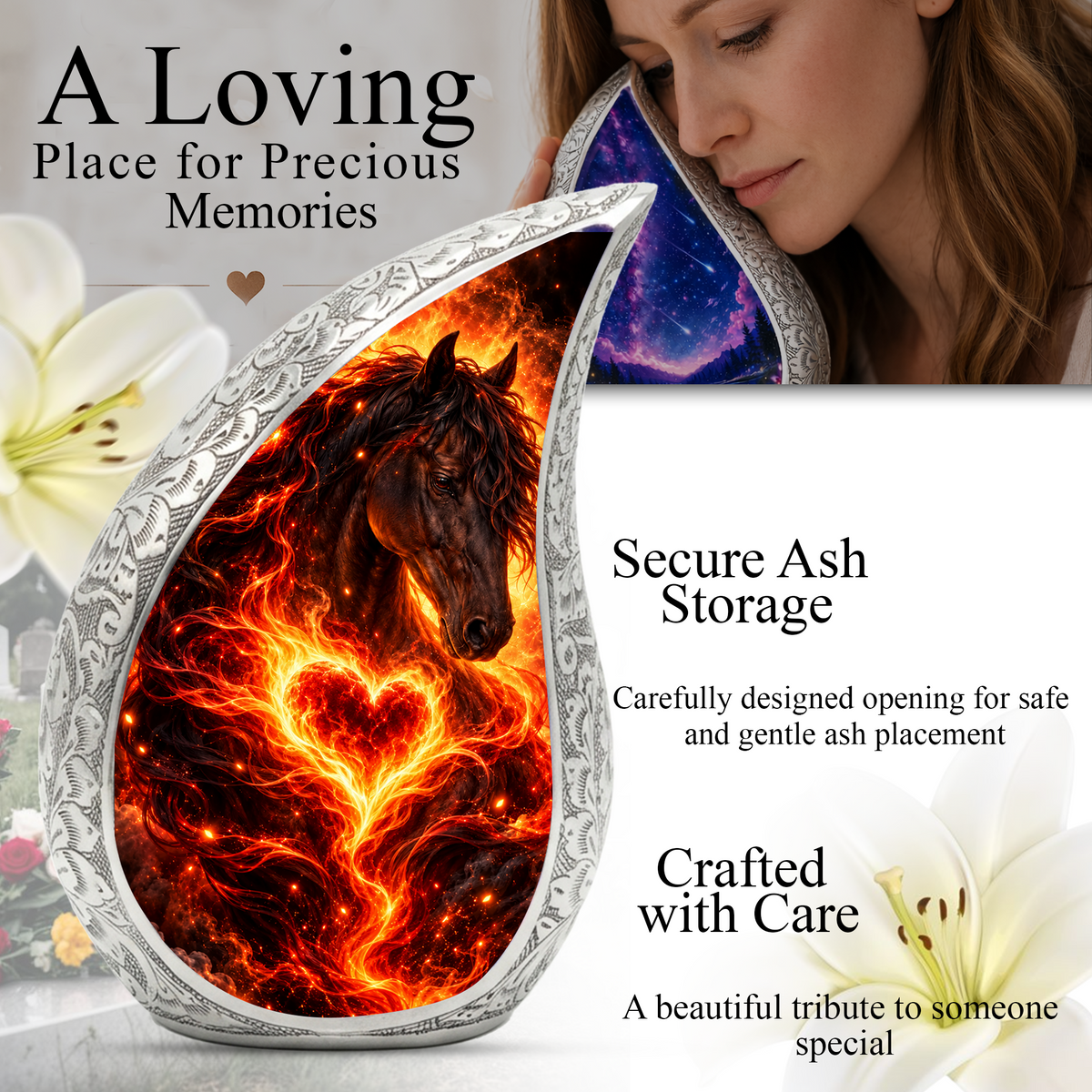 Horse Cremation Urn for Ashes, Horse Memorial Urn, Equestrian Urn, Horse Lover Adult Urn