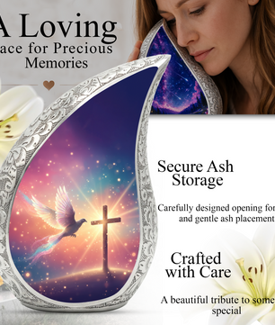 Christian Memorial Urn | Religious Urn for Ashes | Sunset Cross Urn
