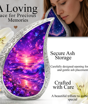 Neon Ocean Butterfly Beach Cremation Urn for Adult Ashes – Beautiful Beach-Themed Urn for Human Ashes