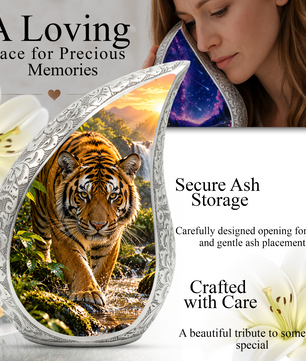 Tiger Cremation Urn for Dad -  Bengal Tiger Memorial Urn for Ashes