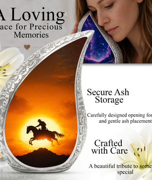 Cowboy Sunset Cremation Urn for Dad