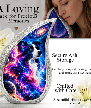 Border Collie Cremation Urn for Ashes, Personalized Dog Memorial Urn, Adult Pet Urn