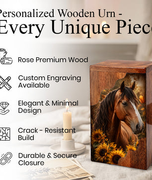 Horse Wooden Cremation Urn – Wooden Urn for Human Ashes